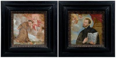 Appraisal: Pair th century Italian paintings of saints frames one with