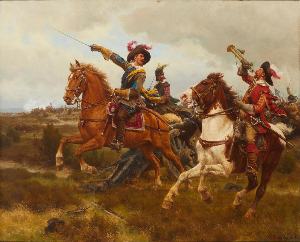 Appraisal: Werner Wilhelm Gustav Schuch - German Cavalry charge Oil on