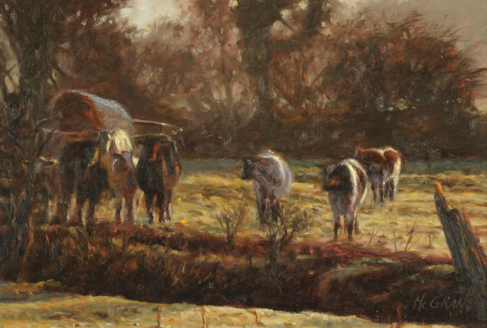 Appraisal: HENRY McGRANE OIL ON BOARD Ireland California born Cattle at