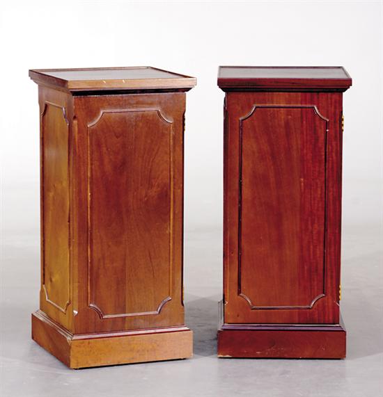 Appraisal: Pair mahogany pedestal cabinets M Colburn square form door opening