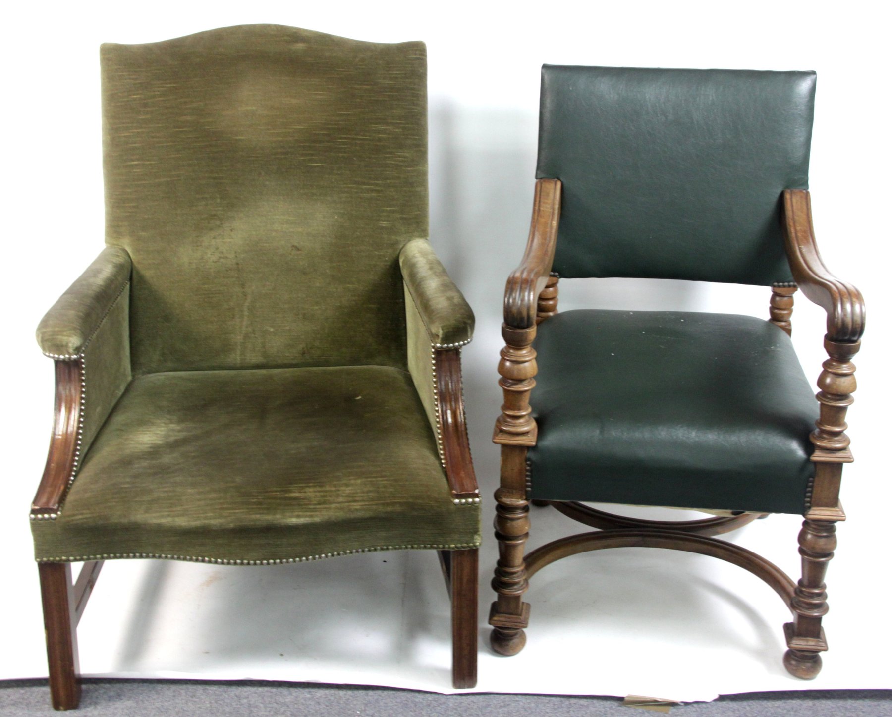 Appraisal: An upholstered Gainsborough type armchair on square moulded legs and