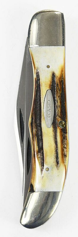 Appraisal: Case Razor Edge Folding Knife stag handle two blades marked