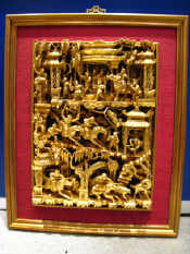 Appraisal: A gilt carved three dimensional scene of Oriental warriors and