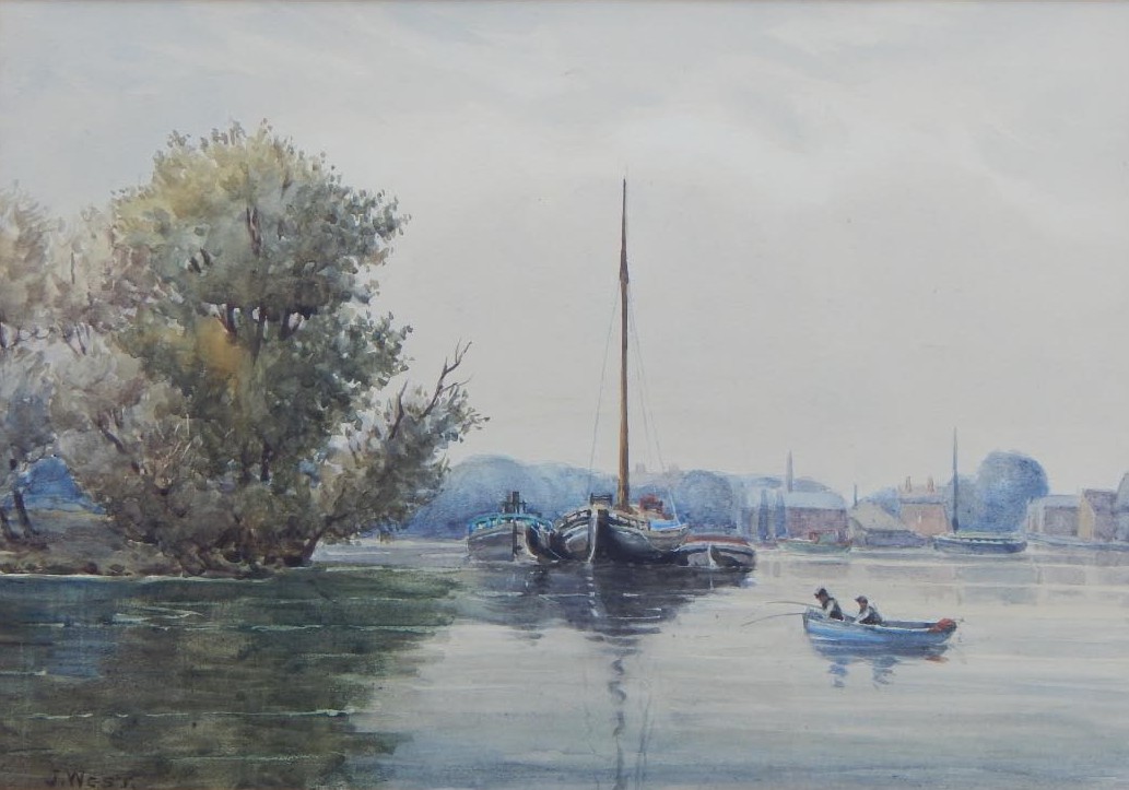 Appraisal: J West th thC Brayford Pool Lincoln watercolour signed cm