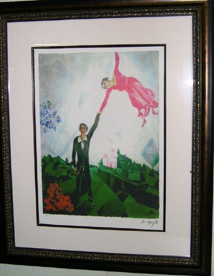 Appraisal: After Marc Chagall Russian French - Couple Floating limited edition