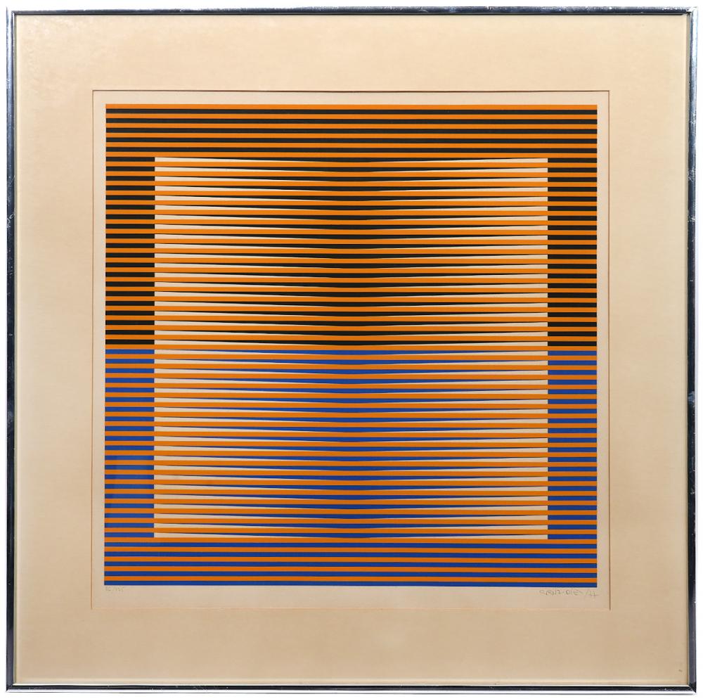 Appraisal: CARLOS CRUZ-DIEZ OP ART SERIGRAPH ON PAPERCarlos Cruz-Diez Venezuela -