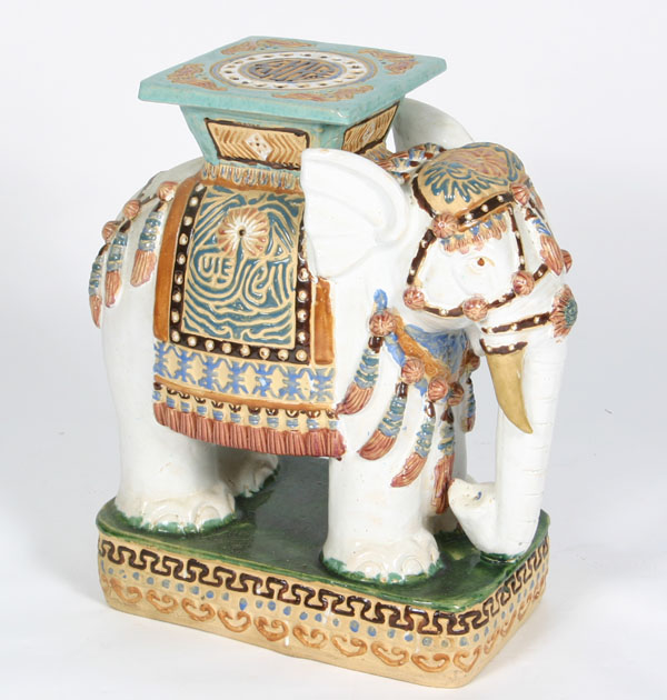 Appraisal: Asian ceramic figural plant stand garden seat decorated albino elephant