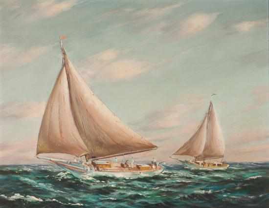 Appraisal: Attributed to George H Wheatley American th century Ships Racing