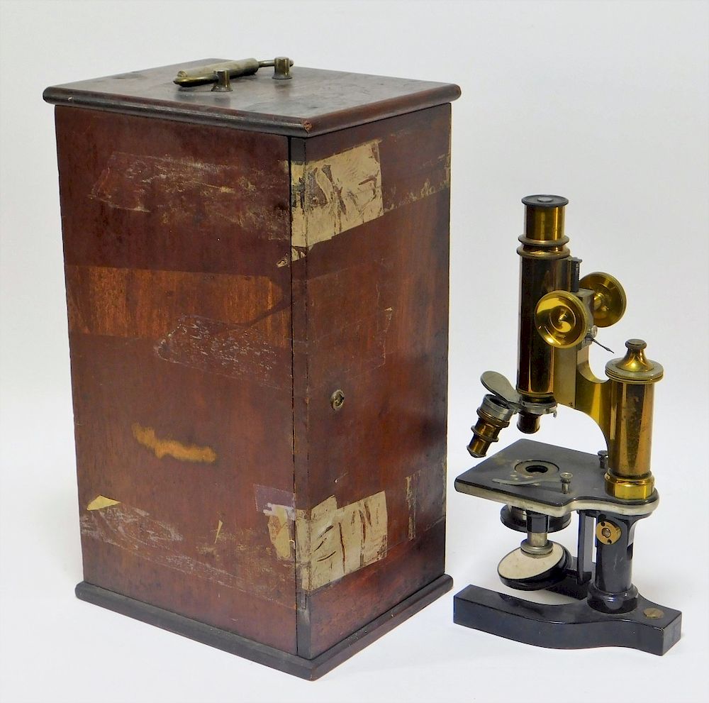 Appraisal: Bausch Lomb Brass Microscope Case New York th Century Monocular