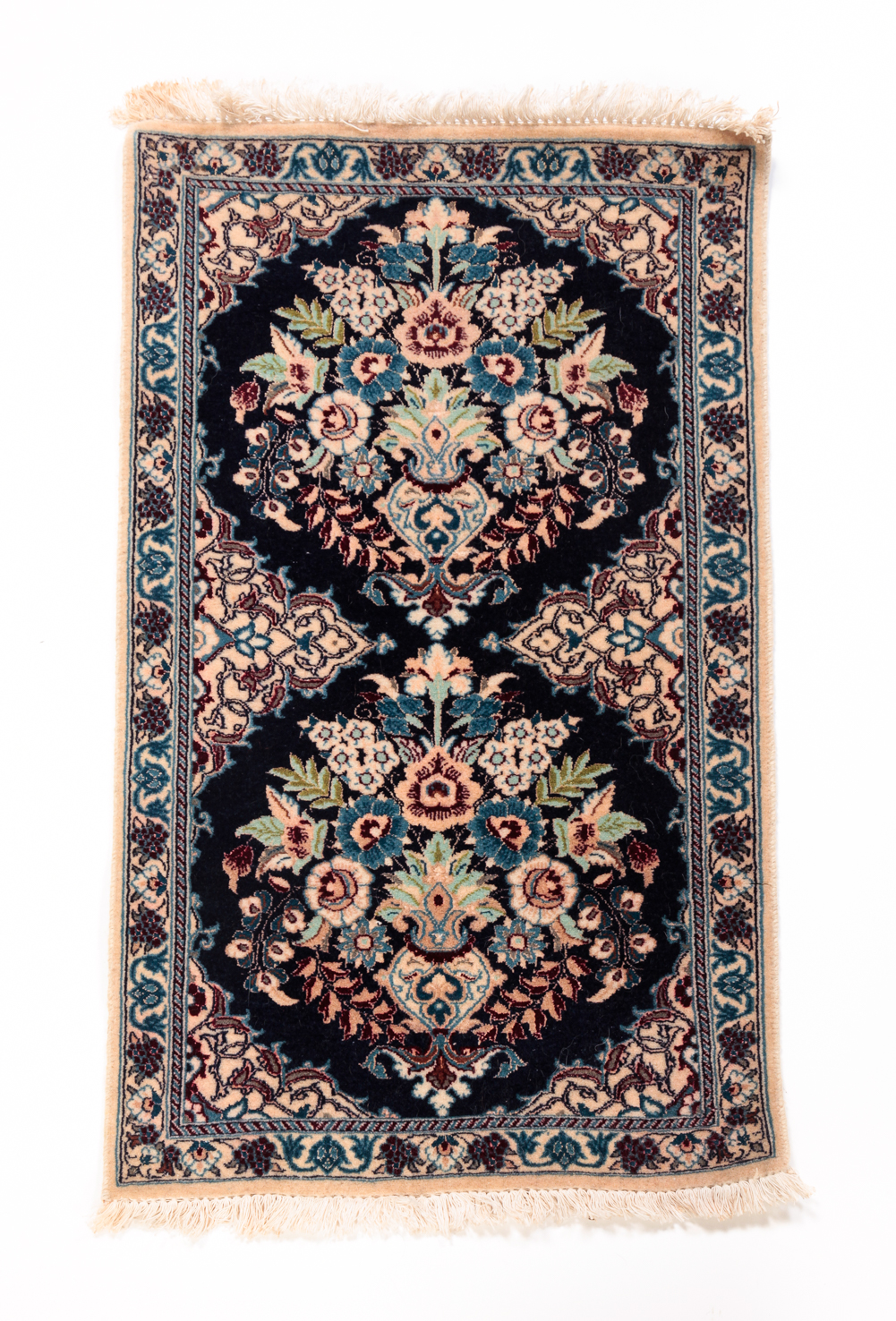 Appraisal: PERSIAN NAIN MAT Ca Wool with silk floral highlights '