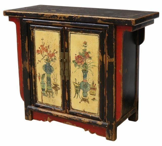 Appraisal: Chinese lacquered hardwood altar cabinet th c having rectangular top