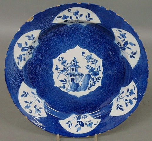 Appraisal: Dark blue Chinese form Delft charger th c dia