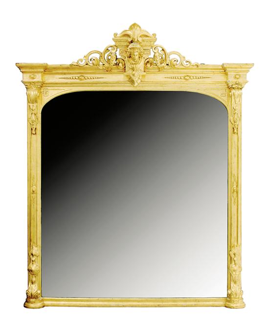 Appraisal: Continental carved giltwood overmantel mirror late th century surmounted with