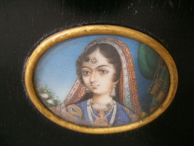 Appraisal: Portrait Miniature of an Indian Lady watercolor on ivory unsigned