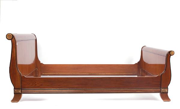 Appraisal: An Edwardian style paint decorated sleigh bed height in width