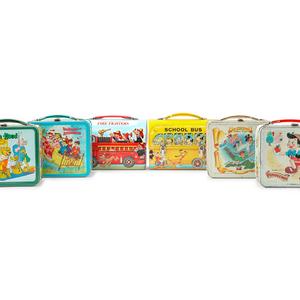 Appraisal: Six Walt Disney-Themed Lunch Boxes comprising a Walt Disney Character