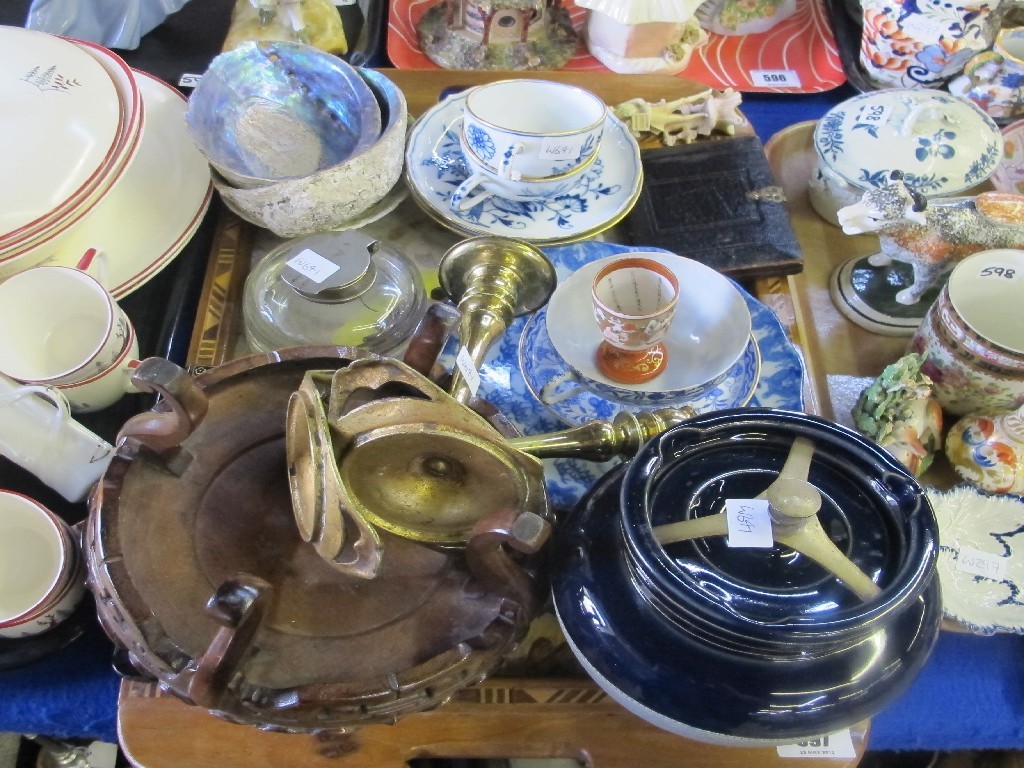 Appraisal: Butterfly wing tray daguerreotype Meissen cups and saucers etc