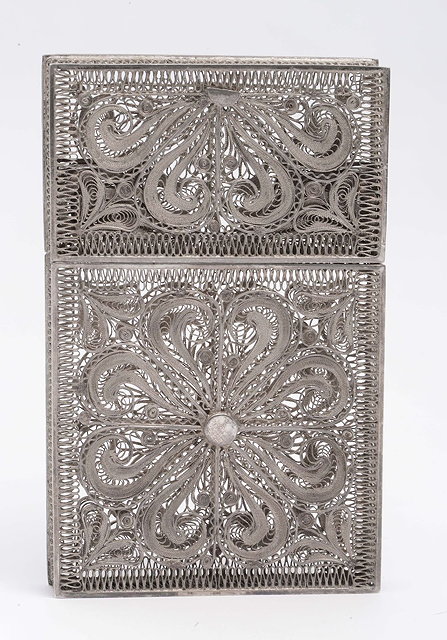 Appraisal: An Indian filigree silver visiting card casecirca