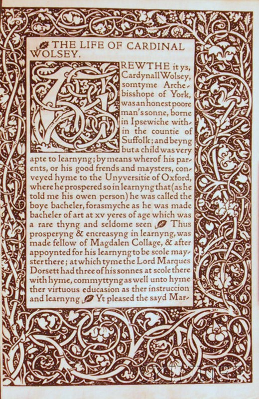 Appraisal: Kelmscott Press William Morris Cavendish George - The Life of