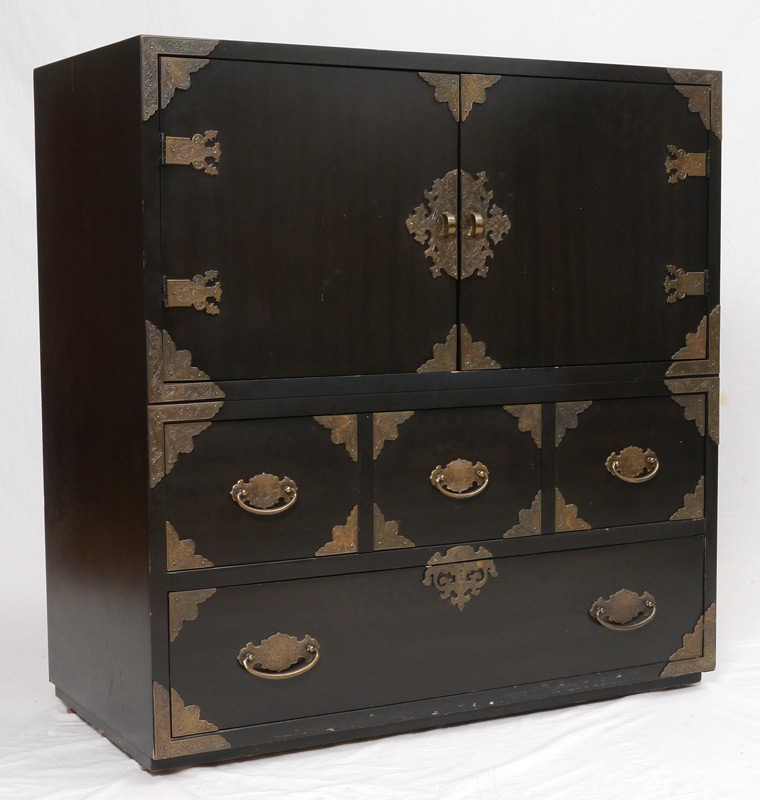 Appraisal: THOMASVILLE CHINESE STYLE CHEST OF DRAWERS doors with single shelf