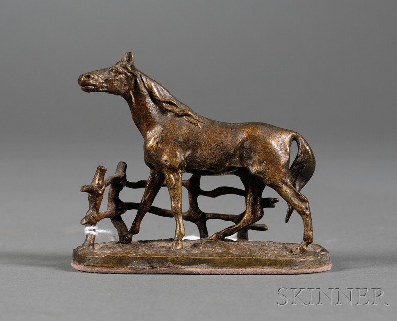 Appraisal: Miniature Bronze Figure of a Barbary Stallion France th century