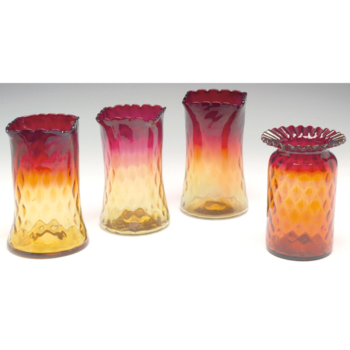 Appraisal: Mt Washington Amberina vases three cylindrical form with square neck