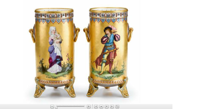 Appraisal: Pair of Paris porcelain urnsretailed by j e caldwell early