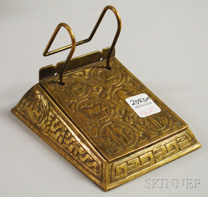 Appraisal: Tiffany Studios Gilt-bronze Zodiac Pattern Desk Calendar Holder impressed marks