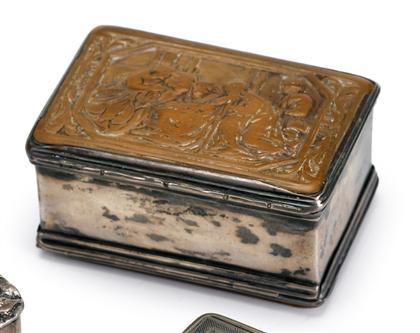 Appraisal: Continental silver and carved boxwood snuffbox th th century probably