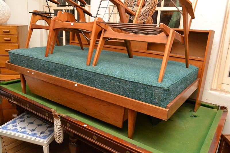 Appraisal: A 'S DAYBED IN GREEN UPHOLSTERY A 'S DAYBED IN