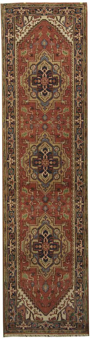 Appraisal: ORIENTAL RUG SERAPI-DESIGN RUNNER ' x ' '' Three traditional