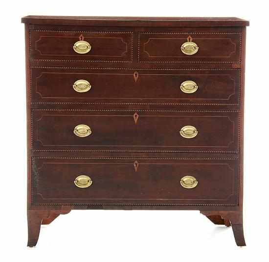 Appraisal: Southern inlaid walnut chest of drawers first quarter th century