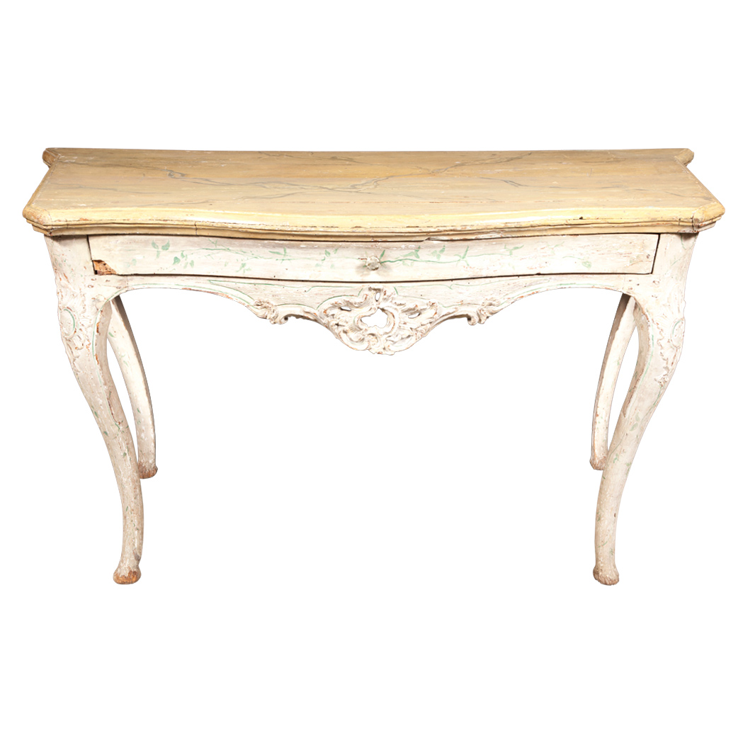 Appraisal: Italian Rococo Painted Table Possibly Venetian The faux marble serpentine