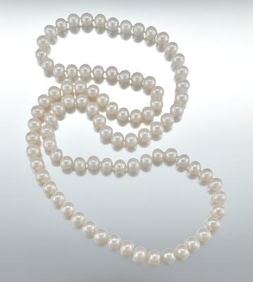 Appraisal: A Matinee Strand of mm Pearls Individually knotted approximately mm