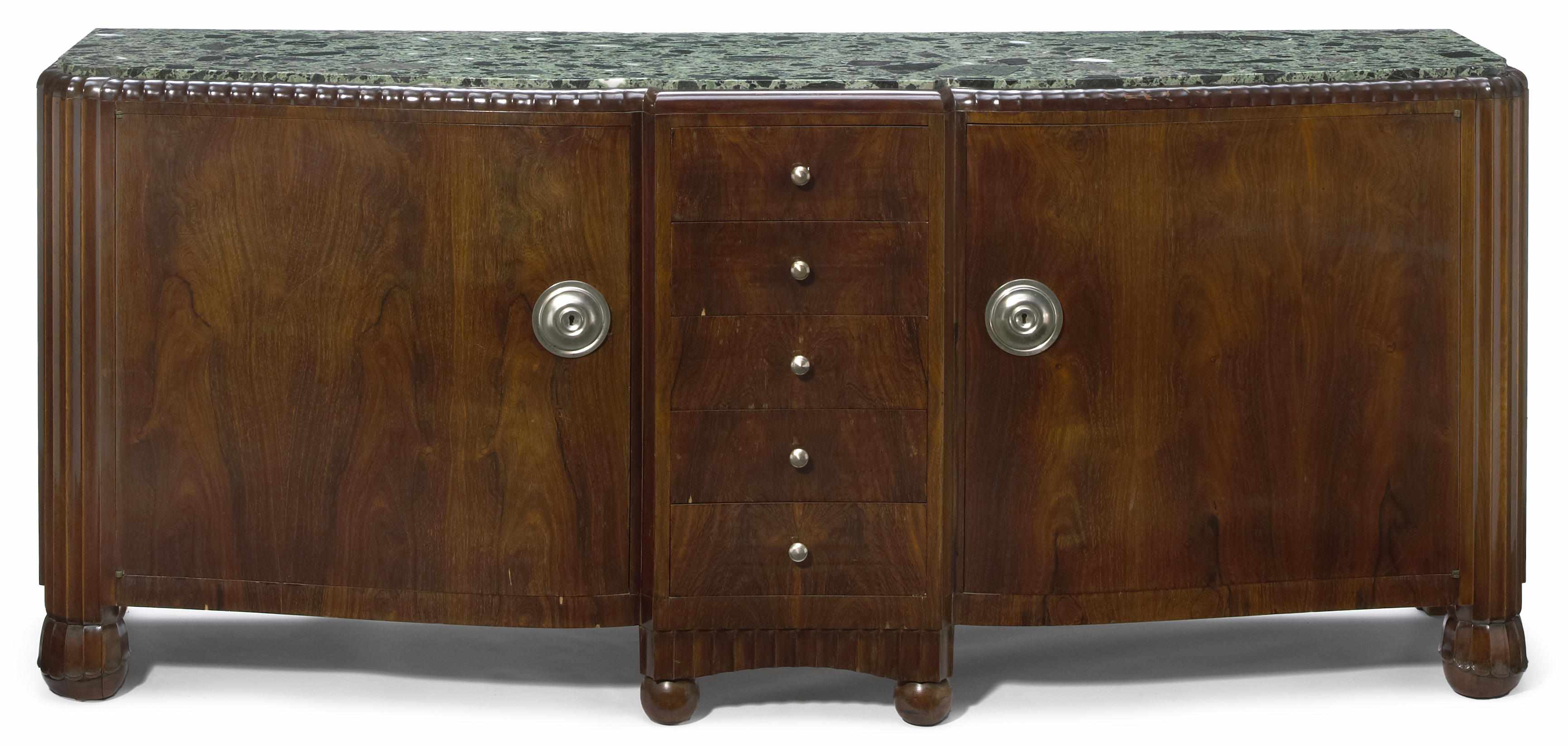 Appraisal: A fine Jules Leleu Brazilian rosewood and marble buffet circa