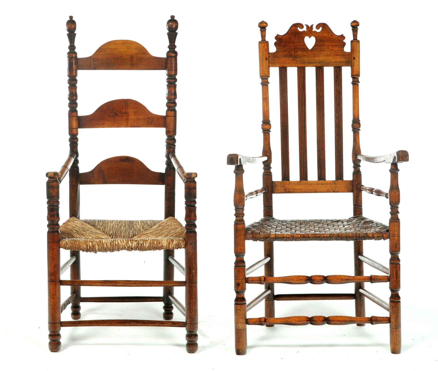 Appraisal: TWO NEW ENGLAND ARMCHAIRS First half- th century maple Includes