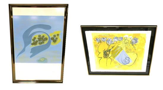 Appraisal: Ceri Geraldus Richards British - two polychrome lithographs Peu A