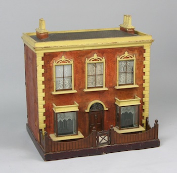 Appraisal: A Late th Century Doll's House A painted wooden dolls