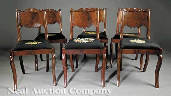 Appraisal: A Set of Six American Classical Carved Mahogany Side Chairs