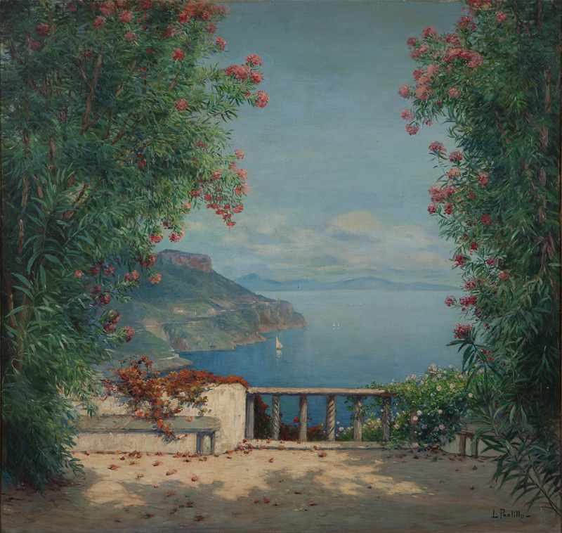 Appraisal: A vista of the Amalfi coast oil on canvas laid