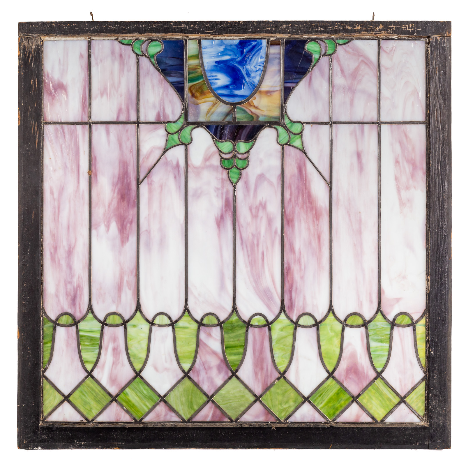 Appraisal: LARGE LEADED GLASS WINDOW PANEL First half th century multi-color