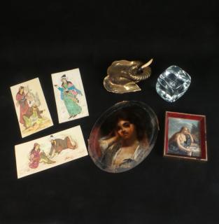 Appraisal: Mixed Group of Decorations Including an oval enamel portrait plaque