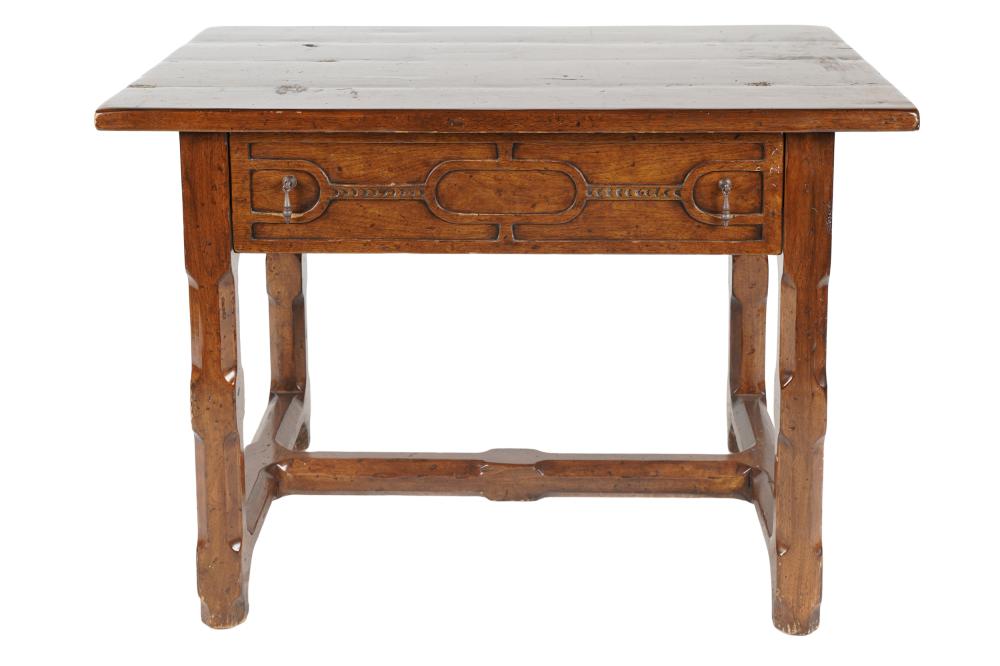 Appraisal: CARVED WALNUT TABLElate th century with a single drawer Condition