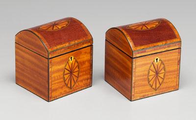 Appraisal: Fine pair inlaid tea boxes satinwood with light and dark