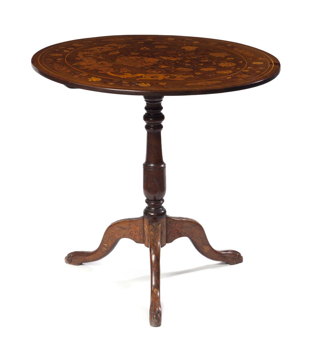 Appraisal: DUTCH WALNUT MARQUETRY OCCASIONAL TABLE TH CENTURY the circular top