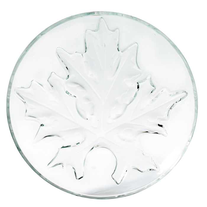 Appraisal: Lalique crystal dish France clear glass with acid-etched maple leaf