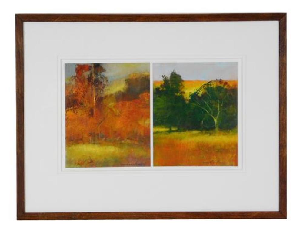 Appraisal: William Thomson Connecticut - Autumn Diptych acrylic on board depicts