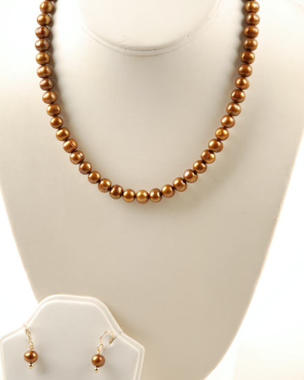 Appraisal: Chocolate Pearl Necklace with matching earrings