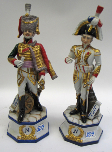 Appraisal: PAIR OF ITALIAN CAPODIMONTE PORCELAIN MILITARY FIGURES of Marechal Murat