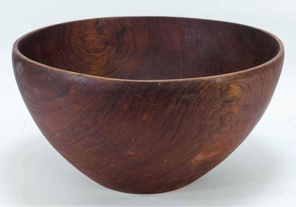 Appraisal: LG MCM Modern Turned Grain Wood Center Bowl United States